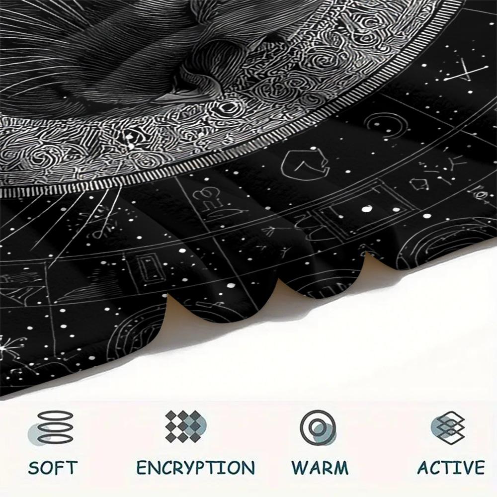 Black Cat Print Flannel Blanket, High Quality Comfortable for All Seasons, Home Decor, Warmth and Comfort, Perfect for Christmas Gifts