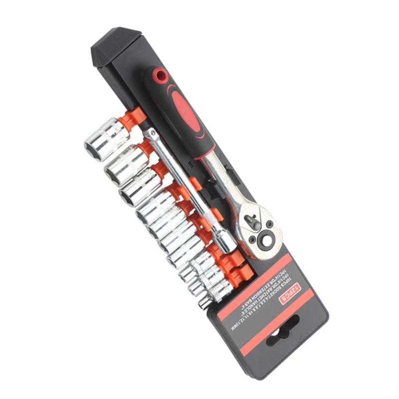 Ergonomic Ratchet Socket Wrench Set With 3/8In and 1/4In Drive Heads Repair Tool For Easy Use In Multiple Scenario