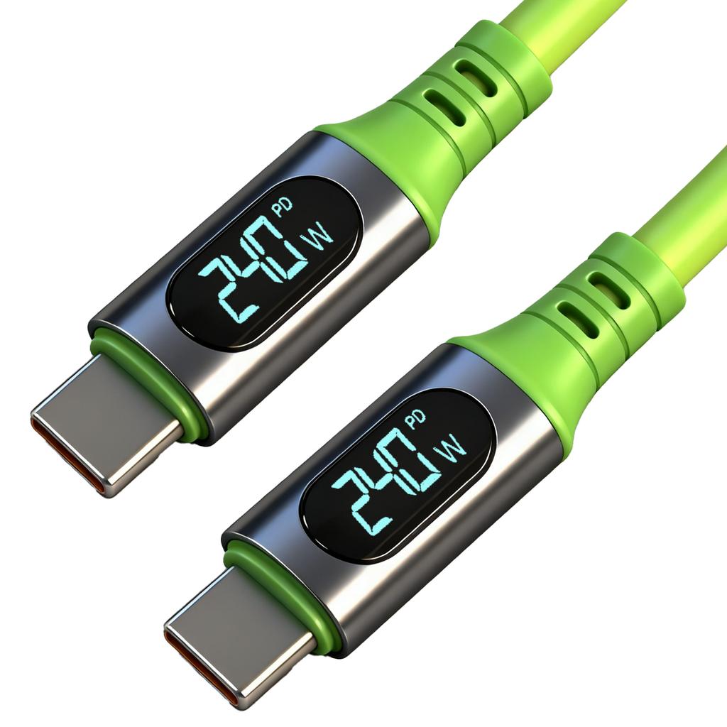 Cabos USB Tipo C de Carregamento Super Rápido de 240W com Display Digital Cabo de Transferência de Dados de Alta Velocidade Fio USB Tipo C para C para iPhone 15 16 17 Pro