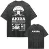 Japanese Anime Movie 90s Akira Shotaro Kaneda Vintage Washed T Shirts Men's Women Clothing Fashion Casual T-shirts Streetwear