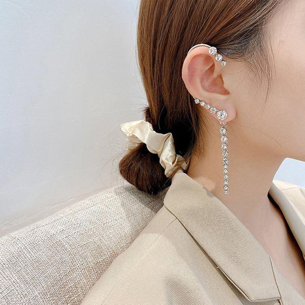 

Модный циркон Изысканные длинные серьги кисточки Серьги-гвоздики Обертывание ушей Подвесная манжета для ушей