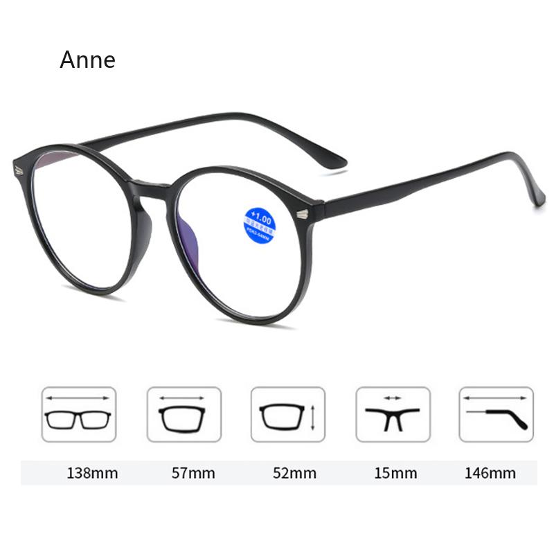 Diopters +1+1.5+2+2.5+3+3.5+4 Women Men Round Reading Glasses Fashion Ultra-light Anti Blue Light Presbyopia Eyeglasses