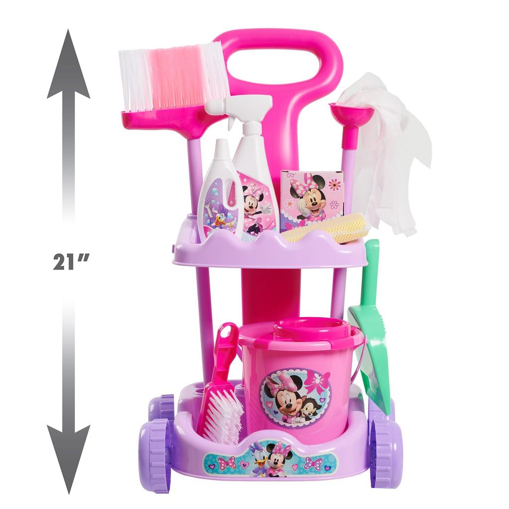 Just Play Disney Junior Minnie Mouse Sparkle 'N Clean Trolley 21-inch 11-piece Pretend Play Toy for Kids (Ages 3+)