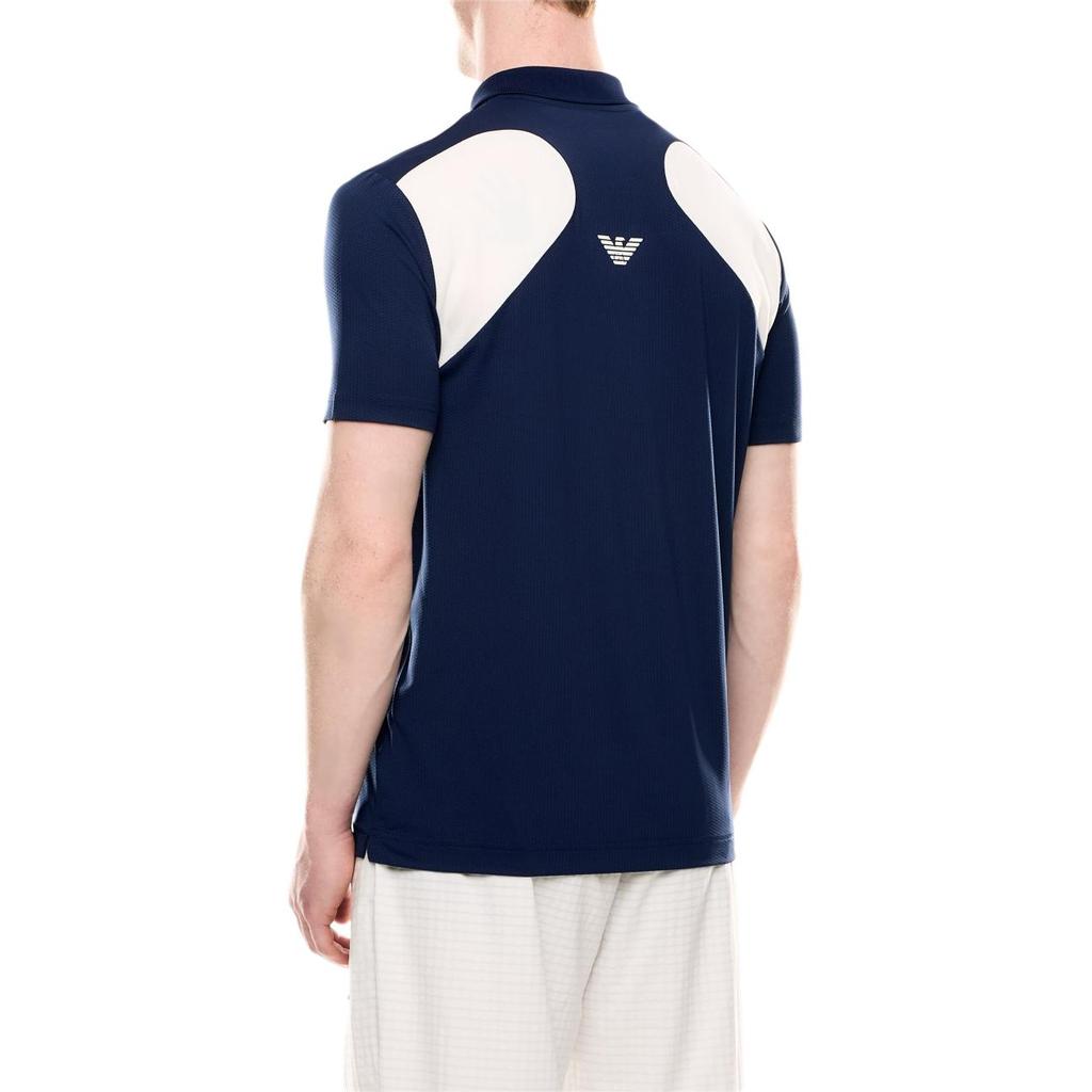 Emporio Armani Solid Logo Letter Print Button Pullover Short Sleeve Polo Shirt Men Polo Shirts Navy-Blue 7M000168-AF13755-UB107