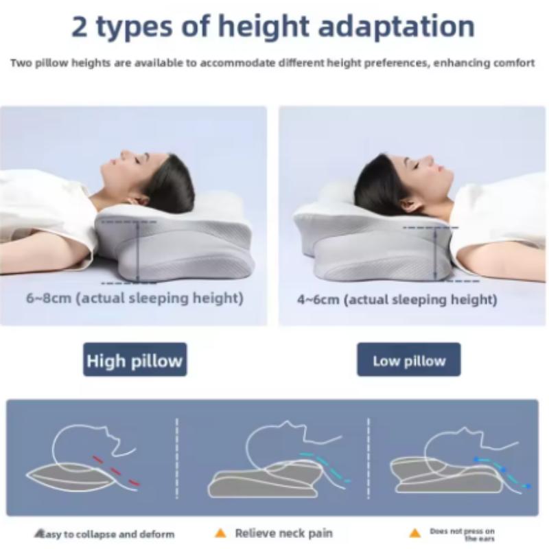 Ergonomic Memory Foam Cervical Pillow for Neck Pain Relief Cover Dual Height Support for All Sleep Positio