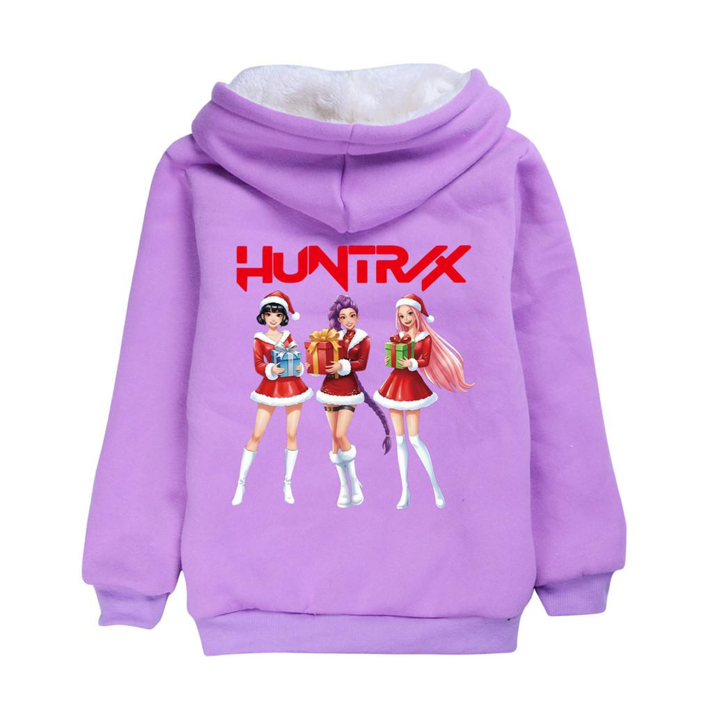 5086 Kids Girls Kpop Zoey Mira Rumi Print Christmas New Year Velvet Warm Winter Jacket