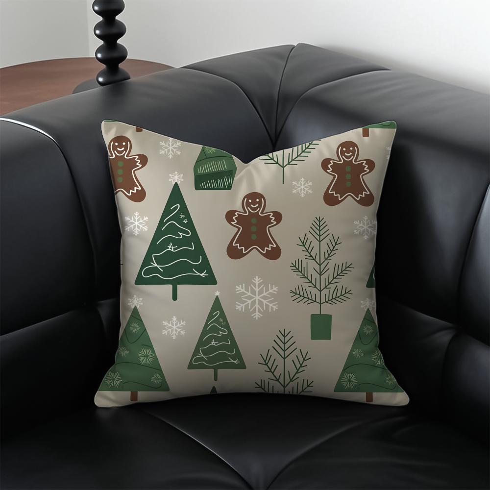 CChristmas Tree Cushion Cover Pillow Case Antidustmite Invisible Zipper Silky Plush Cushion