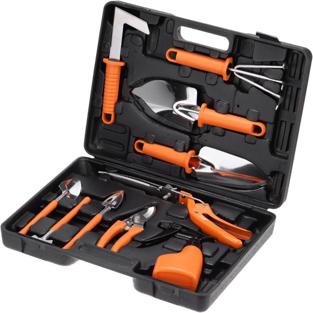 

Набор ручных инструментов для начинающих из 8-11 предметов с садовой сумкой или ящиком, набор садовых инструментов, сверхпрочный набор для садовых работ с эргономичной ручкой, подарок для садовода 10pcs/set-A Orange