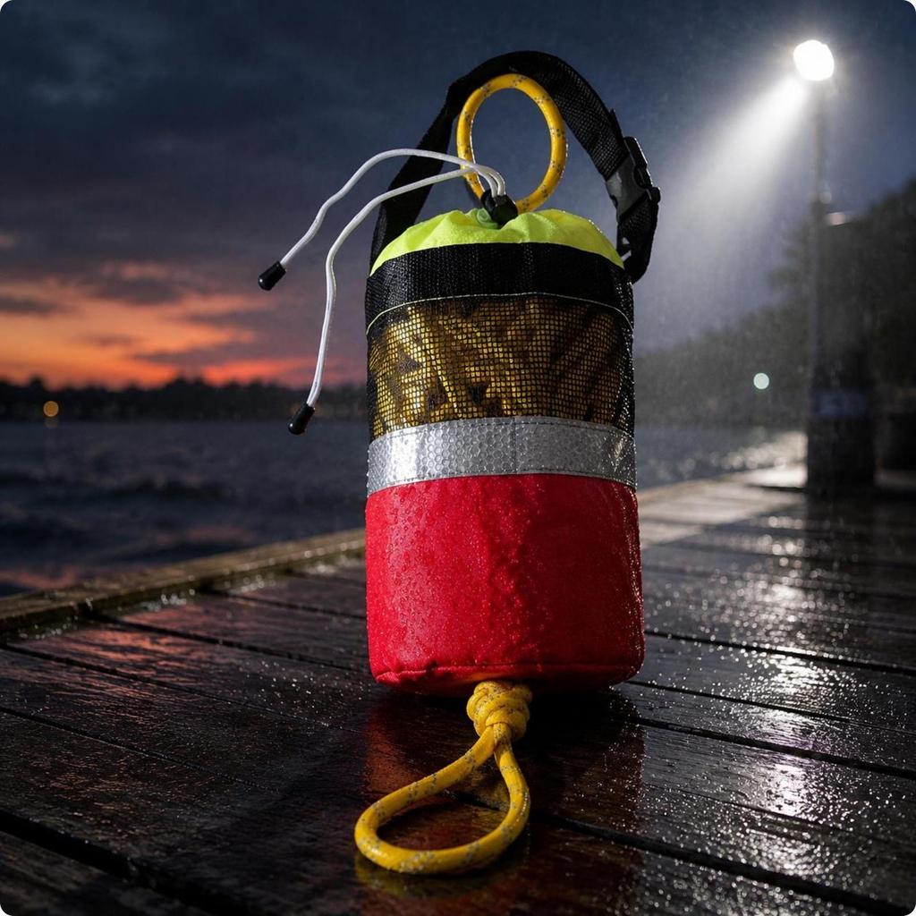 Aquatic Retrieval Throw Bag Reflective Band Rope Drawstring Opening Gear 16M Orange Normal