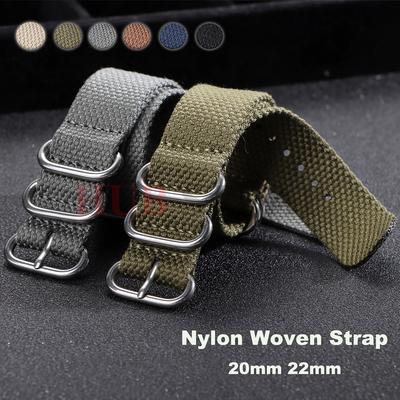 Bomull Nylon Vävda Kanvas Klockarmband 20mm 22mm Bekväma Klockarmband Loop Militär Tvättbar Rem för Herr Dam Klockarmband