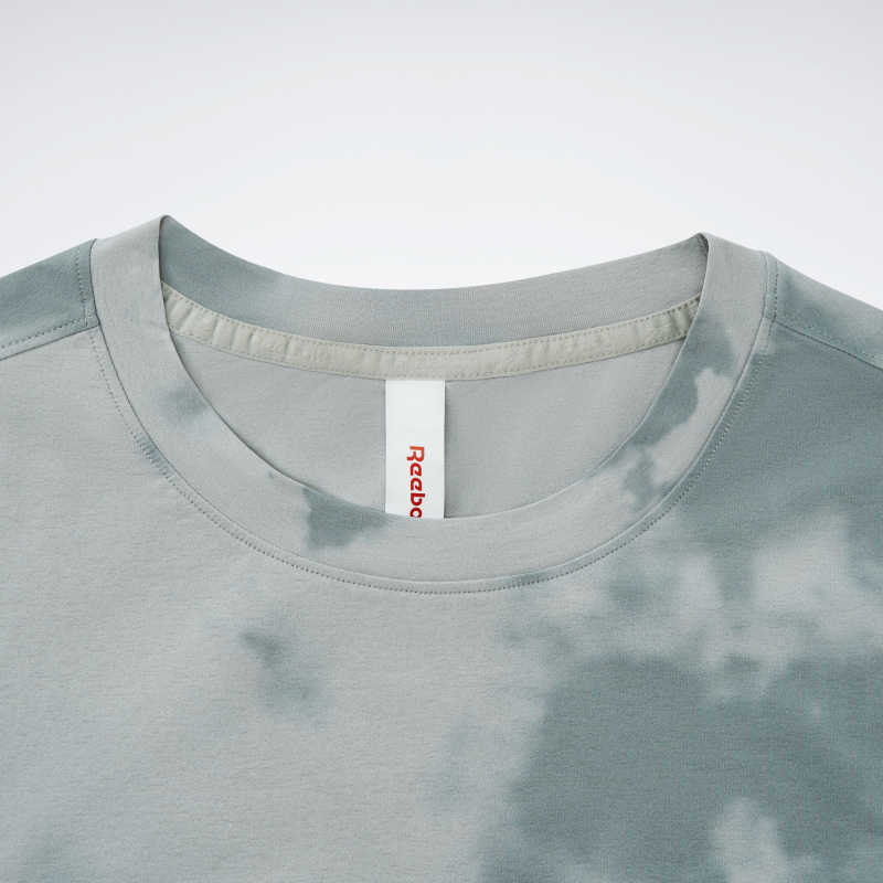 Reebok Casual Loose Comfortable Tie-Dye Printed Short Sleeve T-Shirt Men Tops Gray-Green 23RCS409MGG0