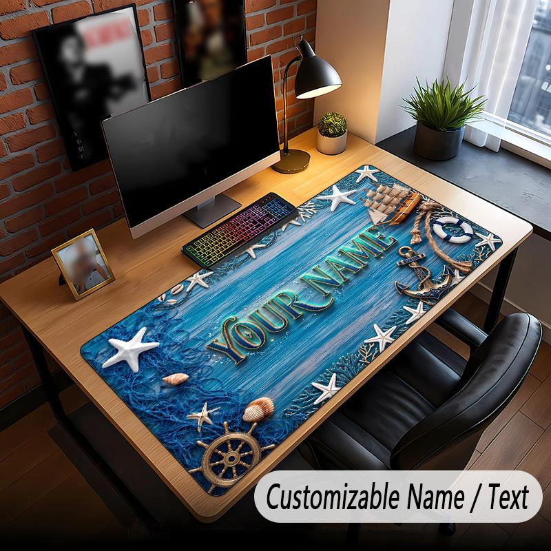 Fish Ocean Theme Custom Mouse Pad Personalized With Name Text Customized Desk Mat For Office Home Decor