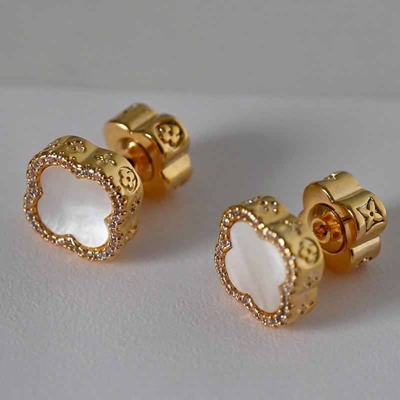 Новые серьги-гвоздики  Четырехлистный клевер  - Винтажные шикарные роскошные женские серьги