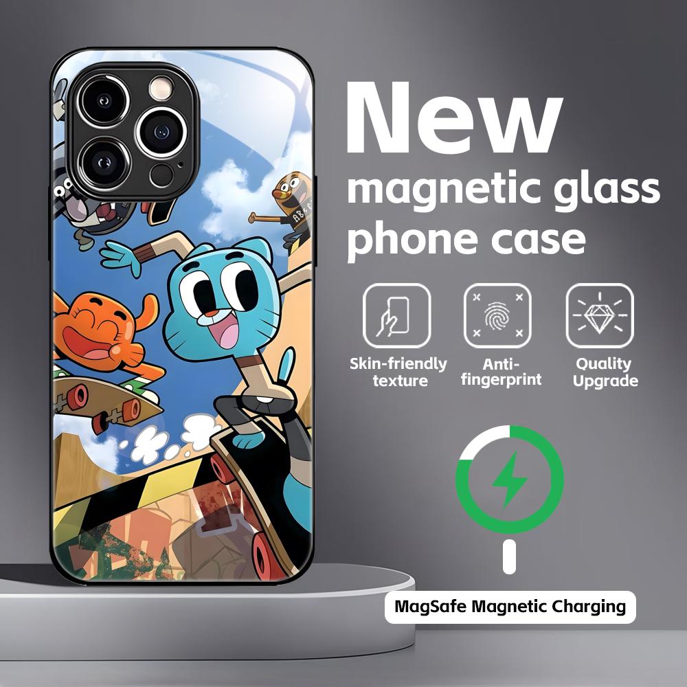 The Amazing World of Gumball Phone Case For iPhone17 16 15 14 13 12 11 X XR XS 8 Plus Mini Pro Max Glass Magnetic Case