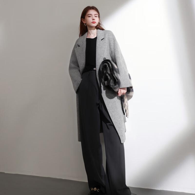 

Женское двустороннее длинное шерстяное пальто Sancai из альпаки XL