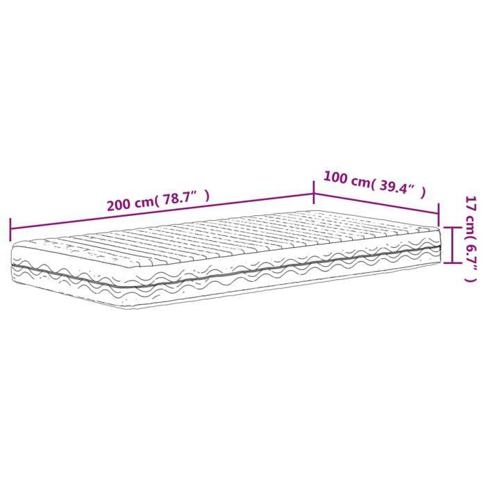 VidaXL Matelas en mousse blanc 100x200 cm dureté H2 H3,matelas de lit,matelas rafraîchissant,matelas souple,matelas 356342
