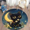 "Charming Night Cat Rug for Cozy Living Spaces" Round Carpet for Home Sofa Bedroom, Gift