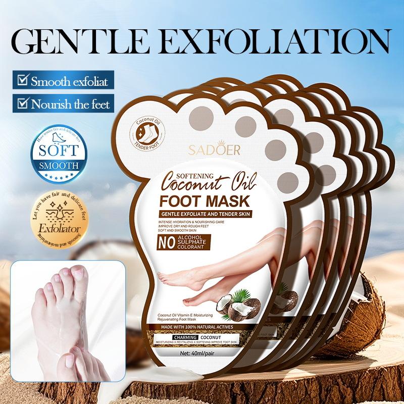 SADOER Coconut Foot Mask Moisturizing Whitening Foot Peeling Mask Anti-aging Exfoliating Feet Pedicure Exfoliant Feet Skin Care