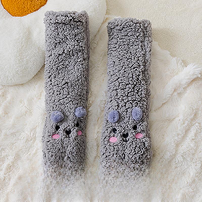 

Girls Winter Lamb Velvet Bed Sleeping Treasure Unplugged Dormitory Office Warm Socks 1 pair серый