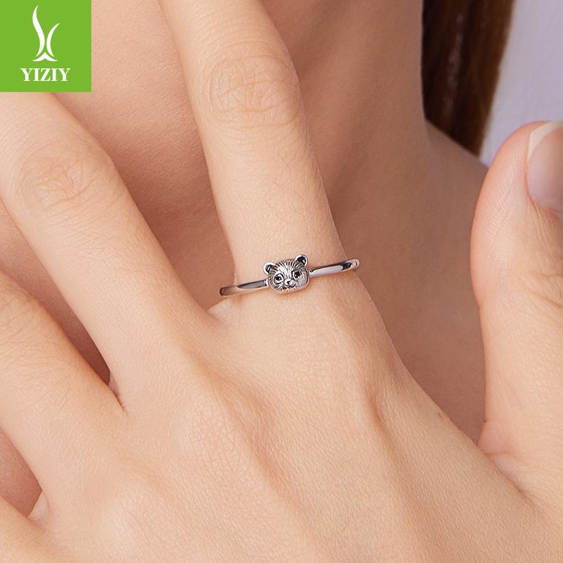 Cute Panda Open Ring Playful And Smart S925 Sterling Silver Animal Ring Jewelry