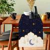 Chemin de table Ramadan Lanterne Dorée Lune Blanche Étoile Polyester Nappe Eid Mubarak Décoration de Table de Salle à Manger Eid Al Fitr