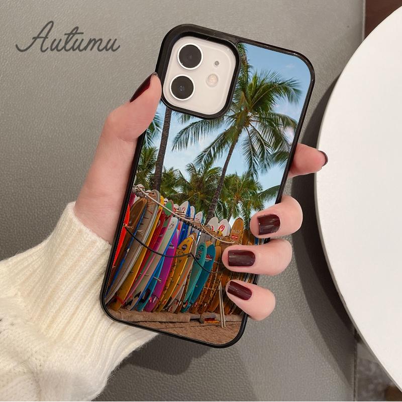 Surfing Hawaii Paradise Phone Case for iPhone 11 12 13 14 Pro Max mini XR XS SE 2020 7 8 Plus Samsung Galaxy S21 S22 shell