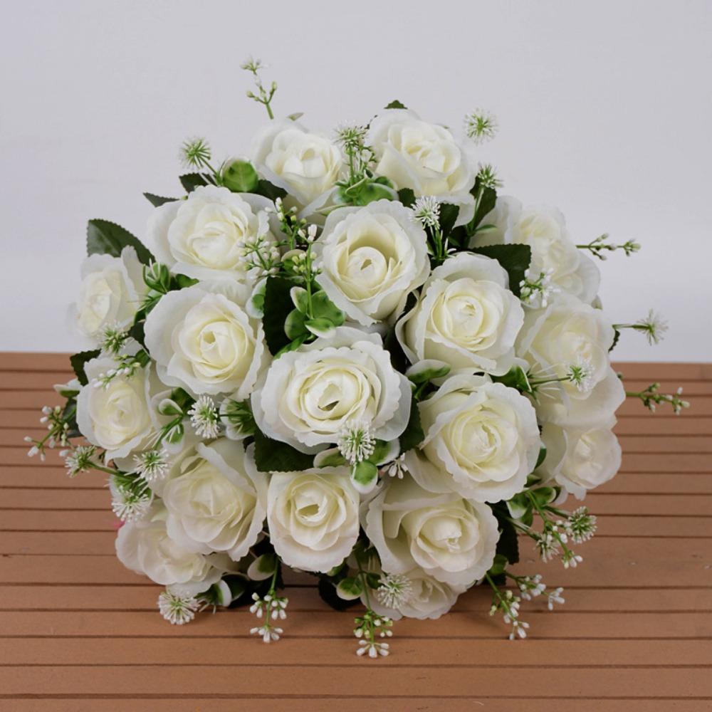 

18 Heads Real Happy Flower Mini 8 Colors Natural Simulated Rose Photography Photo Gift Rose Flowers Decorative Home Decorative бежевий