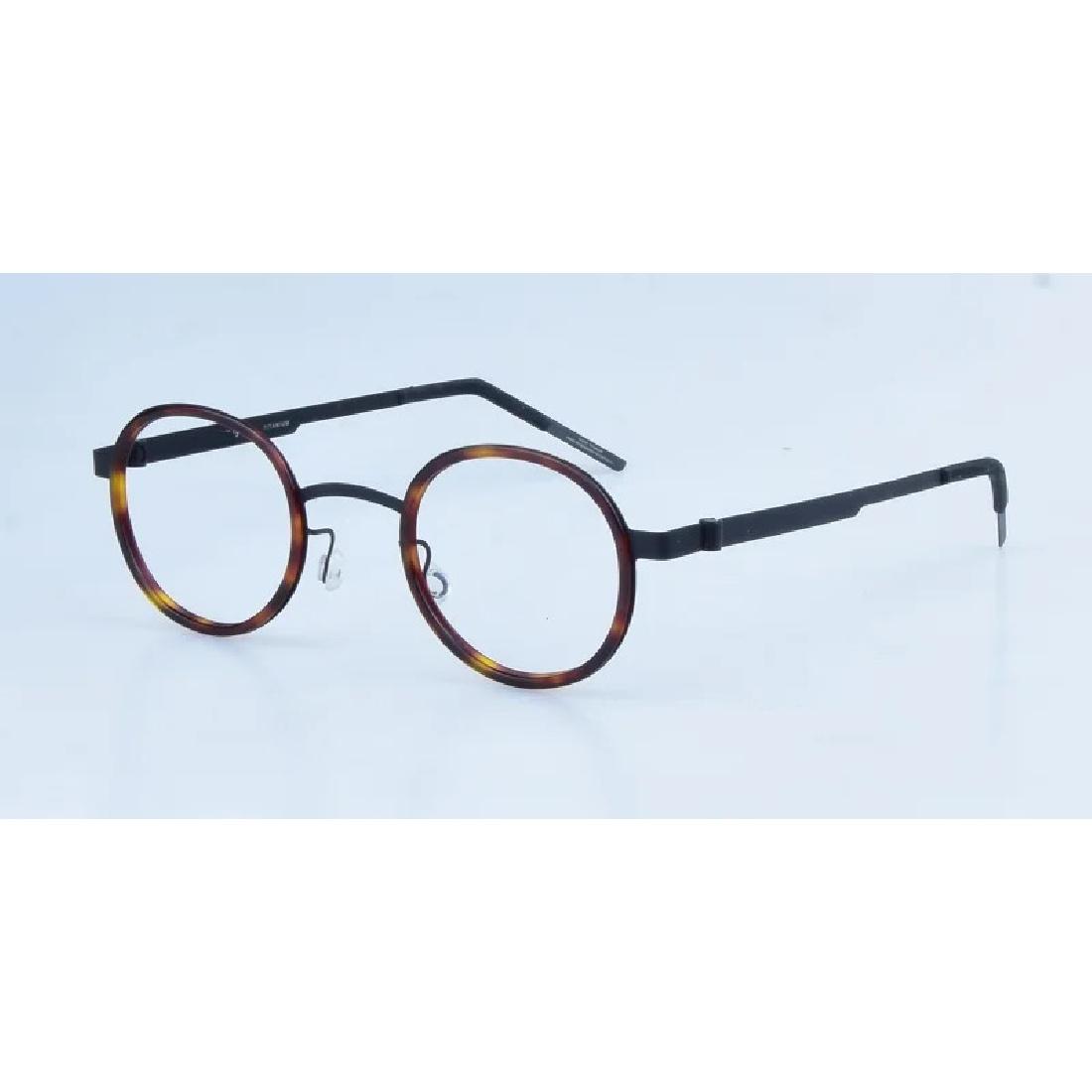 Handmade Brand Design Ultralight Glasses Frame Men Women Vintage Round Screwless Eyeglasses Frames High Quality Titanium Eyewear Tortoise-Black