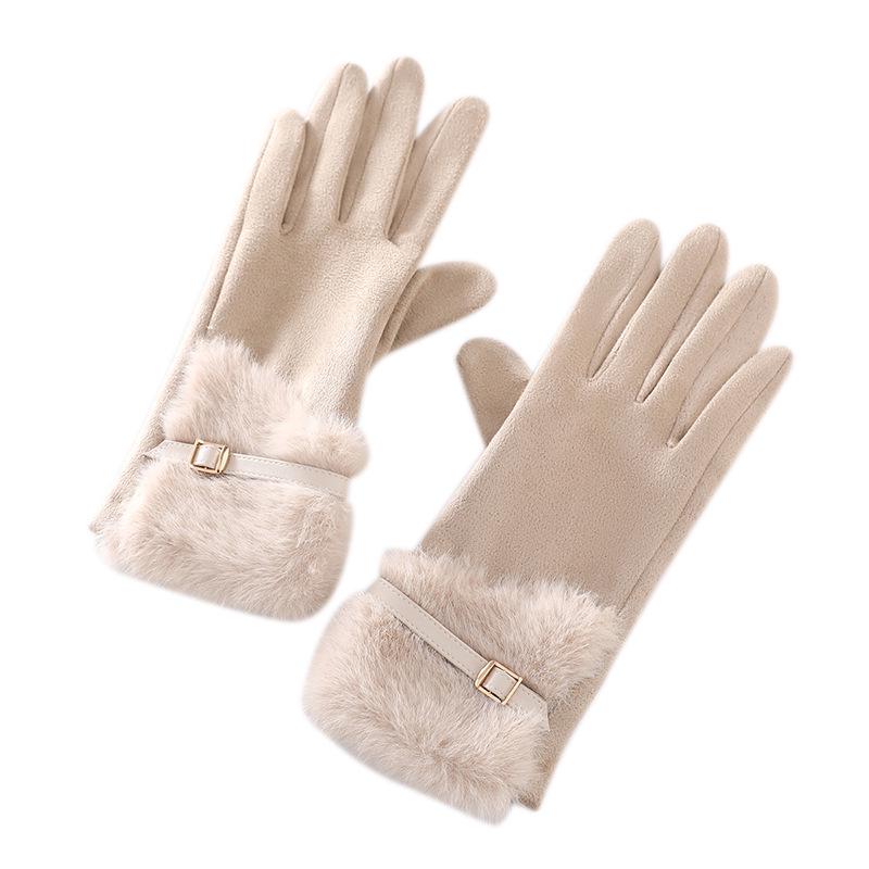 Women's Winter Plush Gloves: Faux Suede, Velvet, Touchscreen-Ready for Riding & Cycling