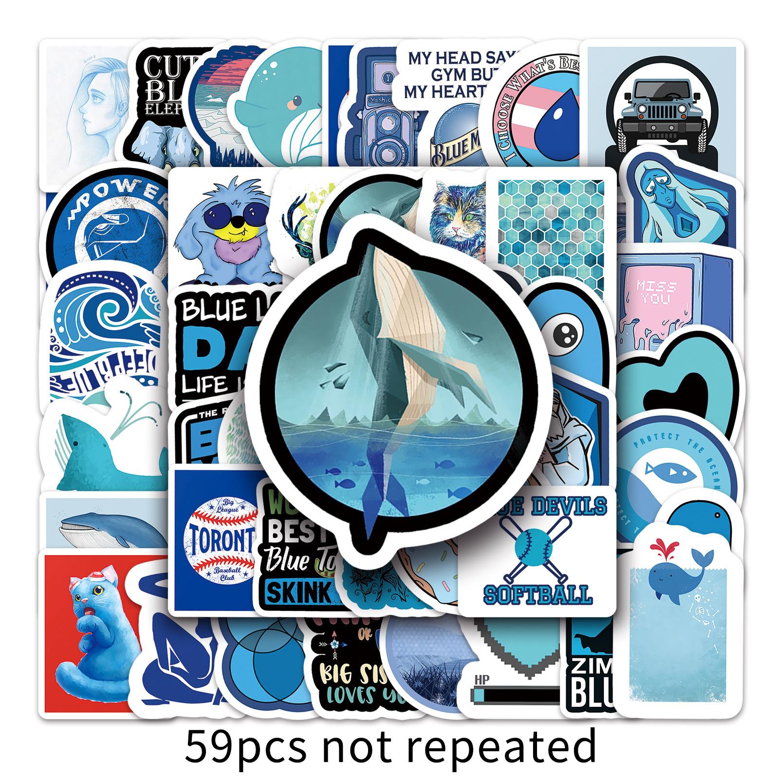 

59 Blue Series Cartoon Graffiti Card Suitcase Car Waterproof Self-adhesive Refrigerator Stickers