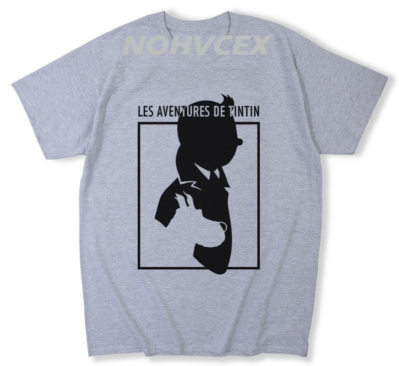 T-shirt da uomo Tintin Moda Estiva Alta Qualità Stampa Casual Girocollo Le Avventure di Tintin