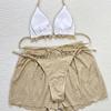European & American Sexy Solid Color Three-Piece Bikini Set - Special Fabric Women's Beachwear for Vacation