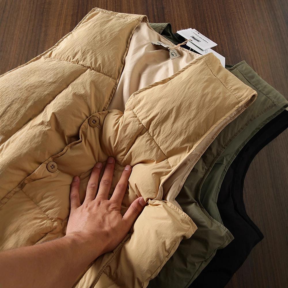 Men's Retro Thickened Warm Cotton Vest: Winter Hong Kong Style Solid Color Sleeveless Jacket