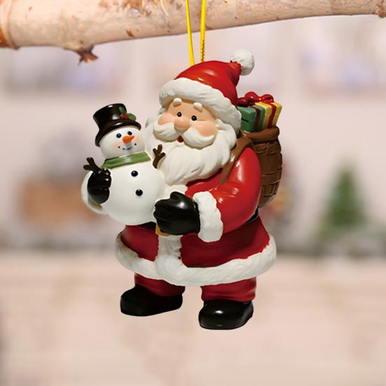 Christmas Ornament 2D Flat Acrylic Santa Claus/Snowman/Puppy Christmas Tree Hanging Ornaments for Holiday Tree Window Wall Decor