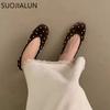 Fashion SUOJIALUN Autumn New Brand Women Flat Shoes Fashion Polka Dots Round Toe Shallow Slip On Boat Shoes Outdoor Dress Single Shoes