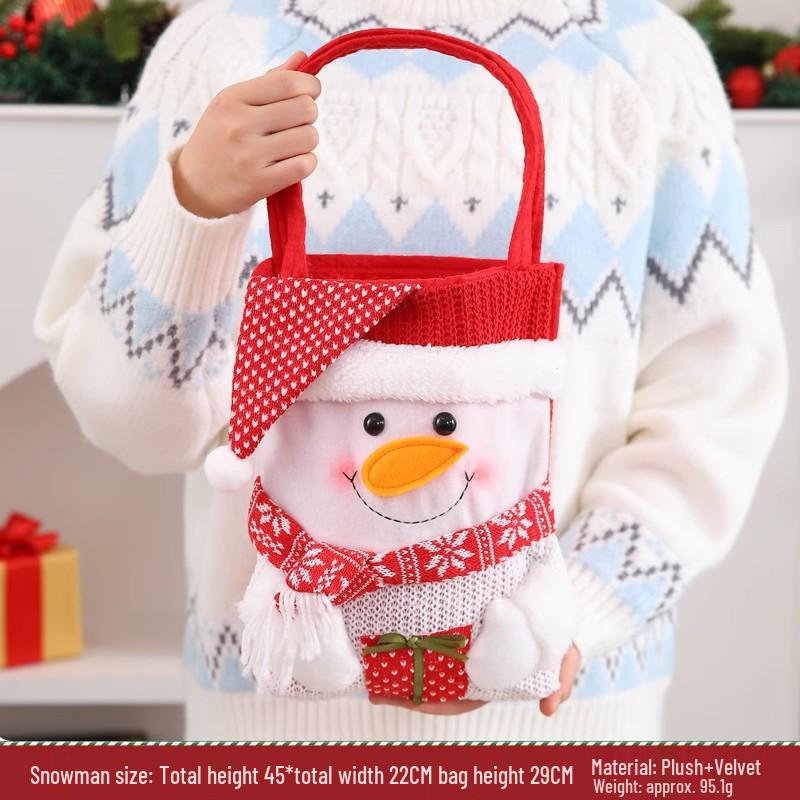 Three-Dimensional Santa Claus Burlap Backpack Candy Bag - Large Christmas Gift Decoration