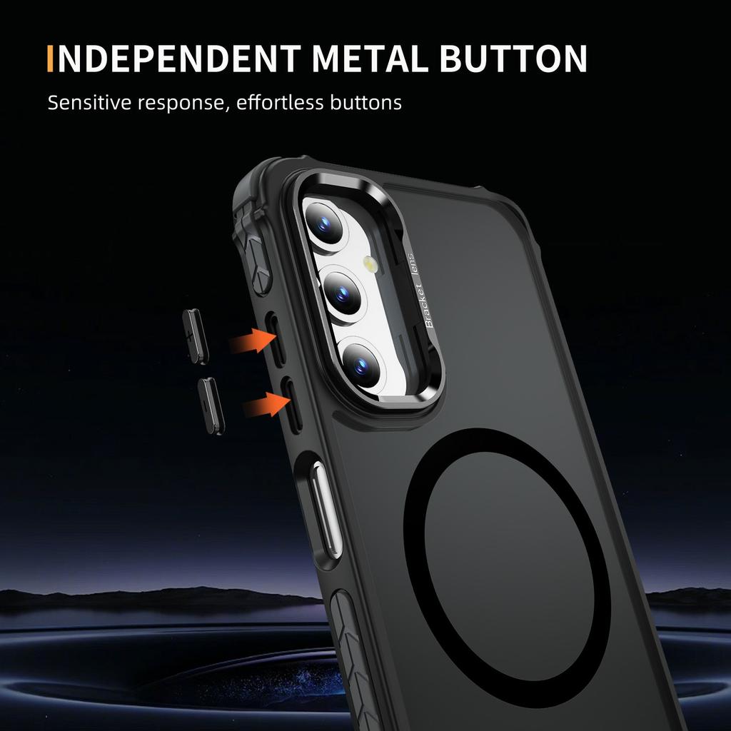 For Samsung Galaxy A25 5G (Global) (161mm) Case with Lens Kickstand Matte Back Cover Magnetic Case