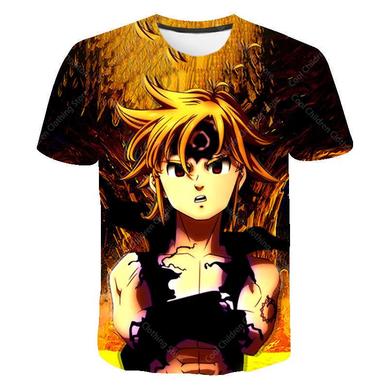 Seven Deadly Sins Cartoon Anime Game Print Summer T Shirt Fashion Kids Casual Boys Girls Round Neck Parent child clothing Top