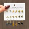 6Pairs 18K Gold Plated Alloy Earrings Set Stainless Steel Post CZ Pearl Heart Hoop for Women Fashion Jewelry