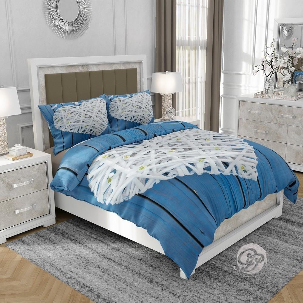 3D Cotton Satin Bedding 160x200cm WICKER HEART