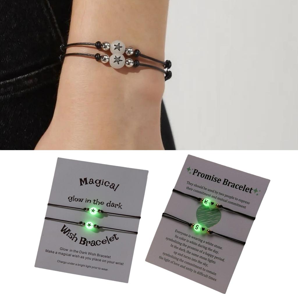 Glowing Bead Bracelet Set Waterproof Rope Bracelet Braided Bracelets Acrylic Texture Perfect for Women and Couples