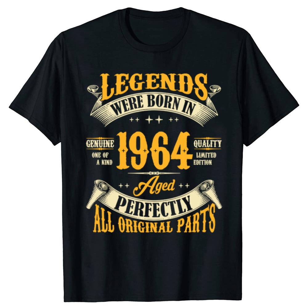 Funny 60th Birthday T Shirts Legends Were Born in 1964 Summer Graphic Cotton Vintage 60 Years Old Short Sleeve T-shirt Men