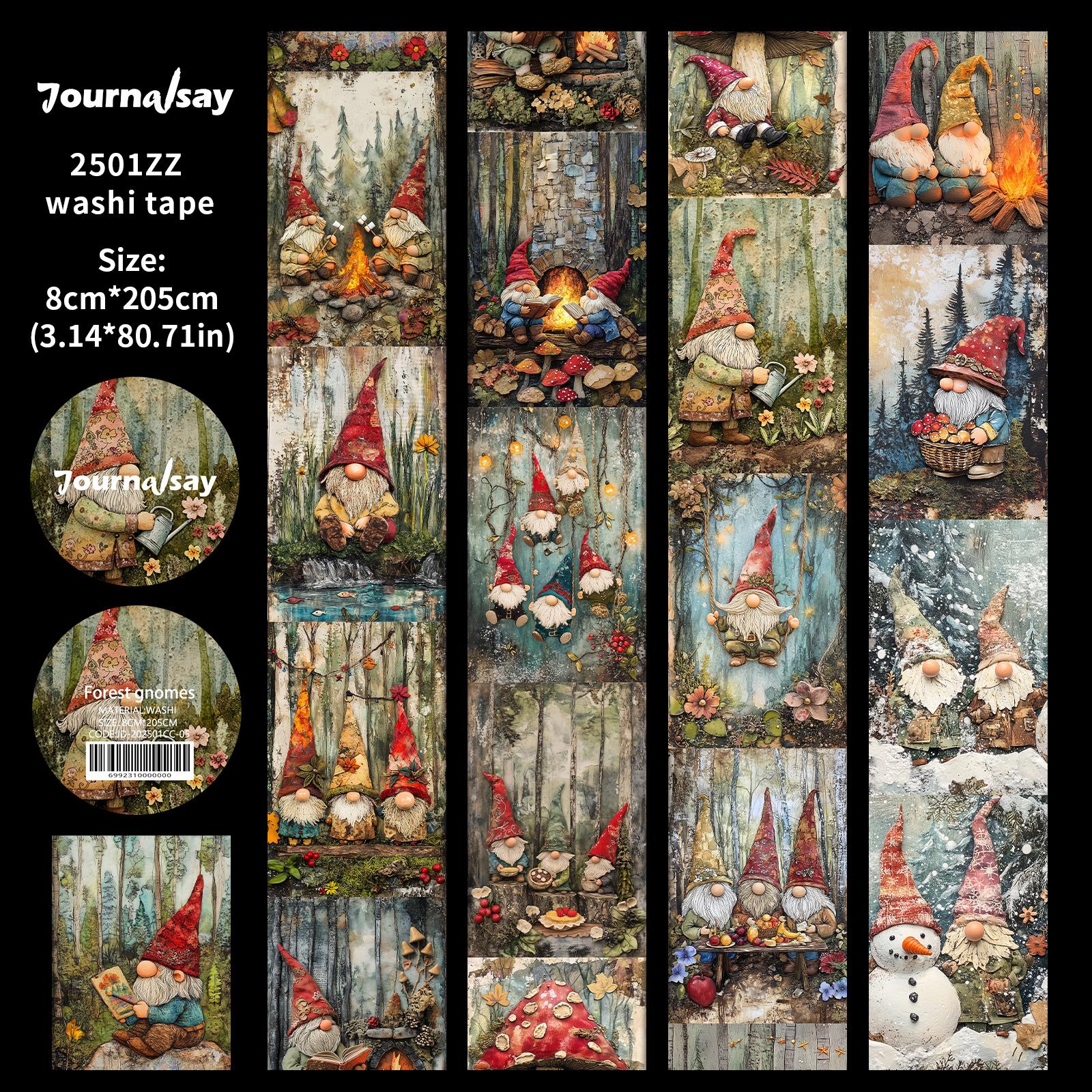 

JIANWU 80mm*205cm Vintage Forest Dwarf Character Landscape Material Collage Scrapbooking Washi Tape Creative Journal Stationery