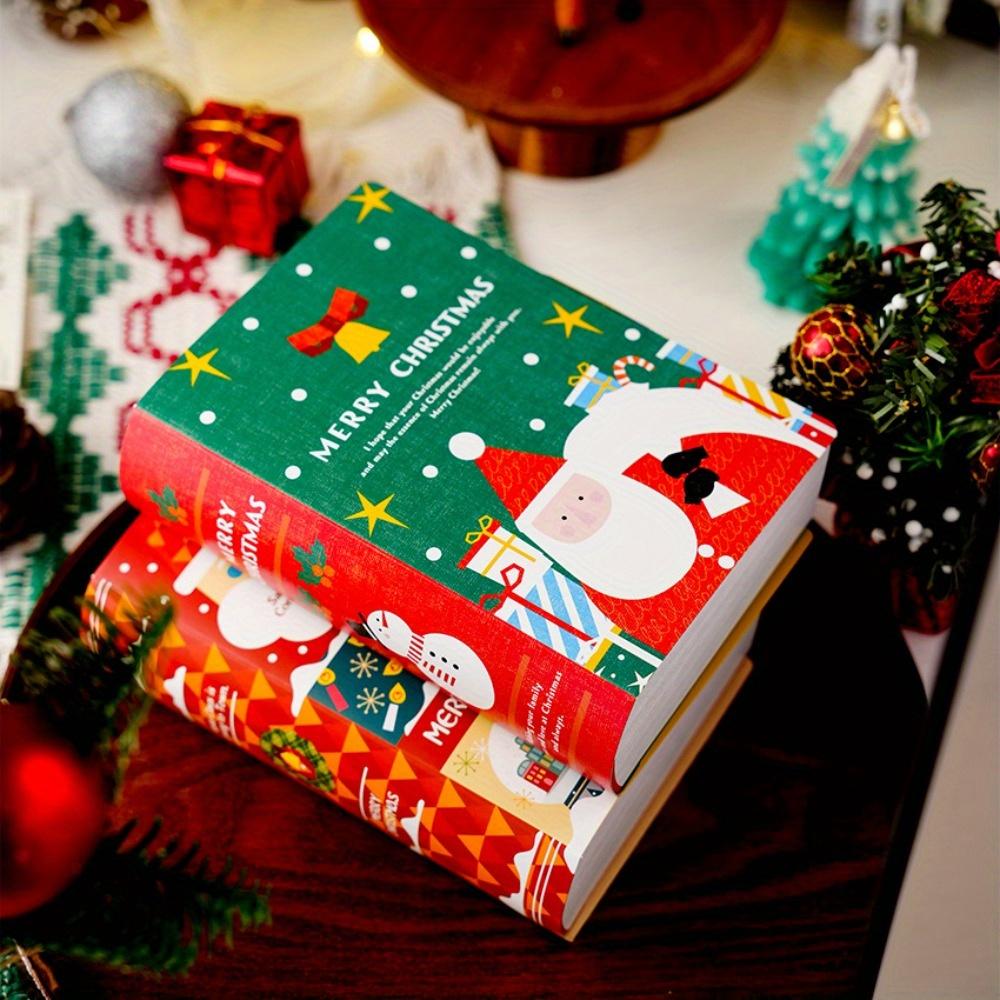 10 Stück Weihnachtsgeschenkboxen Buchförmige Geschenkverpackungen Weihnachtlich gestaltete Buchboxen mit entzückenden Weihnachtsmann- und Schneemann-Designs Perfekt für Gastgeschenke