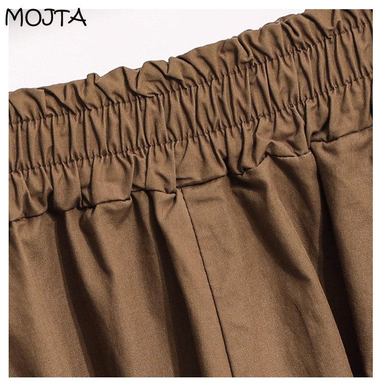 MOJTA Women's Clothing High Waist Spring Autumn Plus Size Thin A-line Skirt Loose Casual Mid-length Skirt