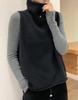 Plus Size Women's Wool Vest - Korean Style High-Neck Knitted Sweater