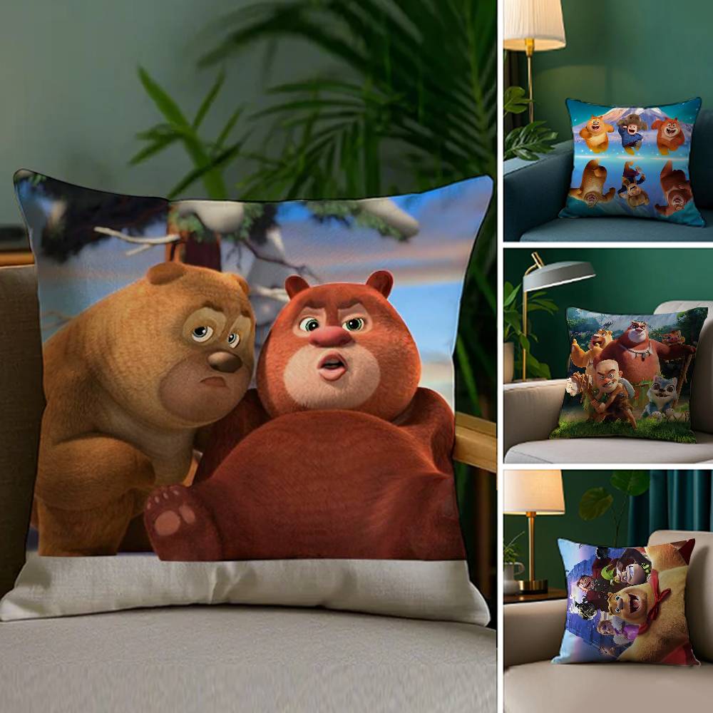 B-Boonie B-Bears Pillow Case Plush Linen Soft Double Sided Printed Design Throw Cushion Decorative Home