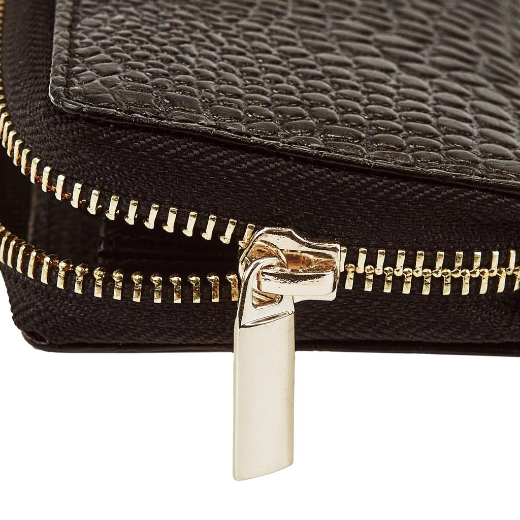Wings Small Women' Genuine Leather Zippered Wallet Croco Black