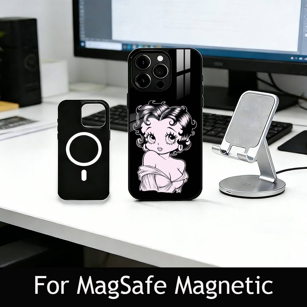 Be-Tty Boo-P Phone Case For iPhone17,16,15,14,13,12,11 Plus,Pro Magnetic with Magsafe Wireless Charging