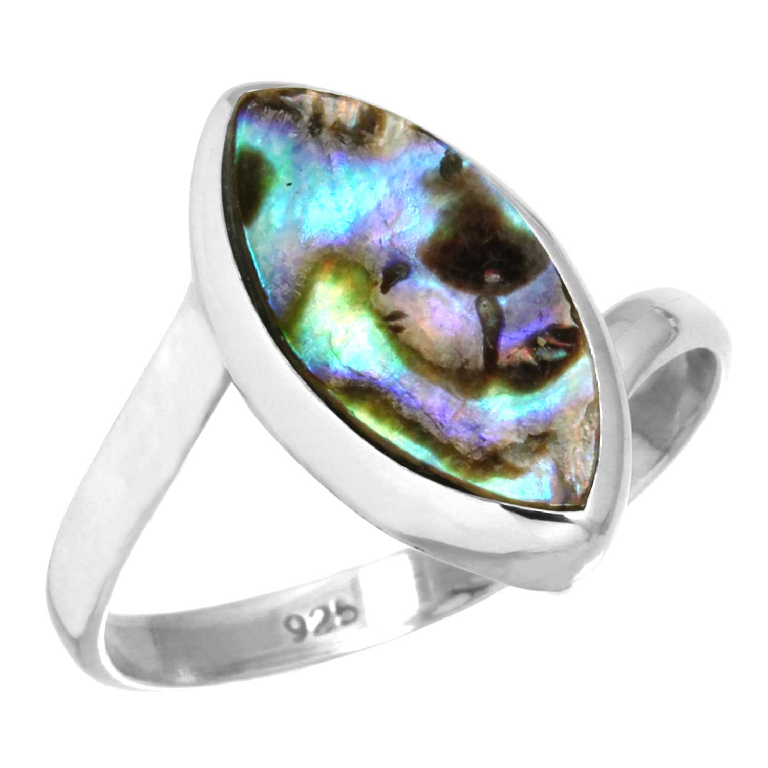 

Кольцо из стерлингового серебра 925 пробы Женское с драгоценным камнем Ручная работа Ювелирные изделия Пасхальный подарок Аквамарин Халцедон Раковина Абалон Голубой Солнечный камень Лабрадорит Пренит Мода 12.5